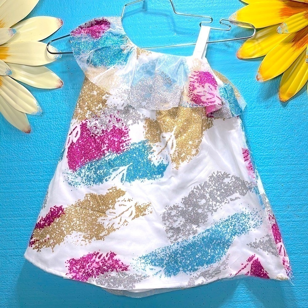 Pocahontas Disney Park Princess Glitter Shift Dress Dress Up Play Sizes 3 & 4 - Picture 9 of 11